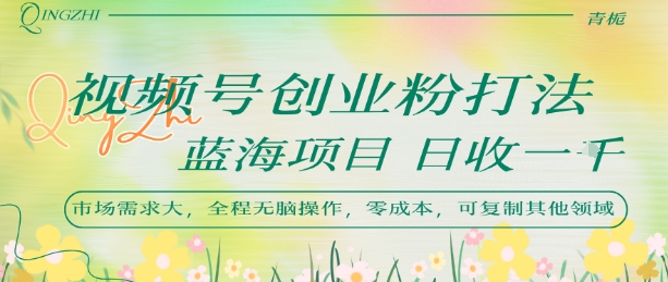 视频号创业粉打法,日入1k,蓝海项目,市场需求大,全程无脑操作,可复制-生财