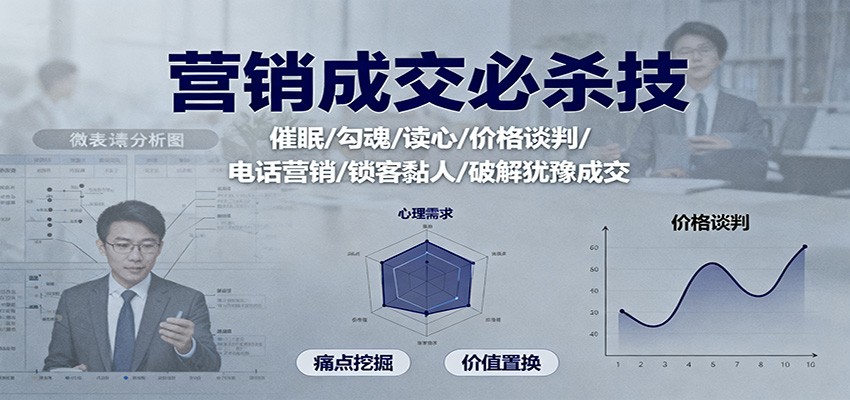 营销成交必杀技：催眠/勾魂/读心/价格谈判/电话营销/锁客黏人/破解犹豫成交-生财