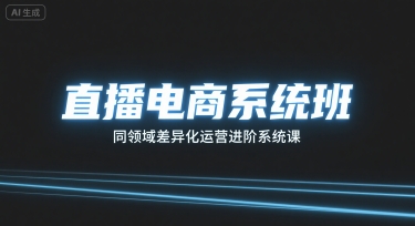 直播电商系统班，同领域差异化运营进阶系统课-生财