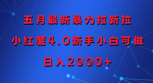五月最新暴力拉新拉,小红薯4.0新手小白可做,日入多张-生财