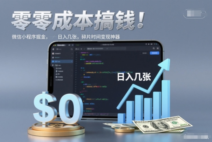 零成本搞钱，微信小程序掘金，简单易操作，日入几张，碎片时间变现神器【揭秘】-生财