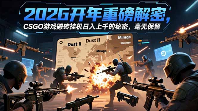 2026开年重磅解密，CSGO游戏搬砖挂机日入上千的秘密，毫无保留-生财