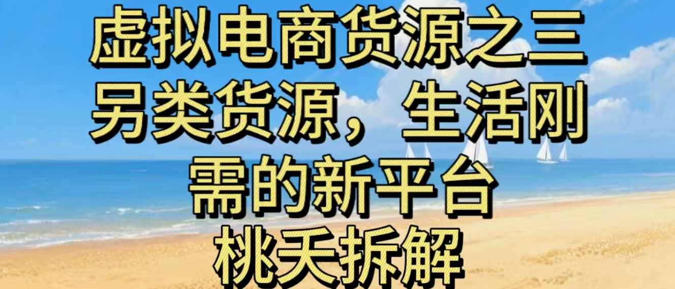 虚拟电商之三另类的货源，生活刚需的新平台-生财
