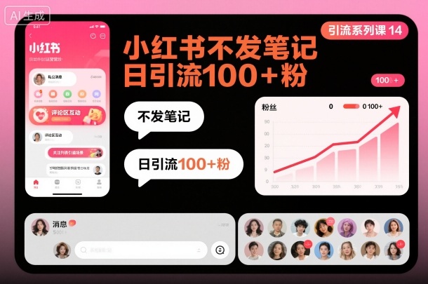 引流系列课14：小红书不发笔记日引流100+粉-生财