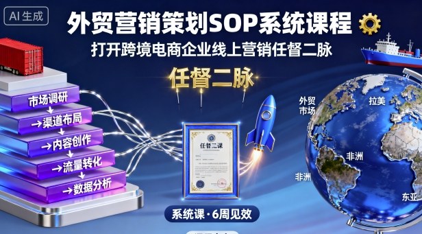 外贸营销策划SOP系统课程，打开跨境电商企业线上营销任督二脉-生财