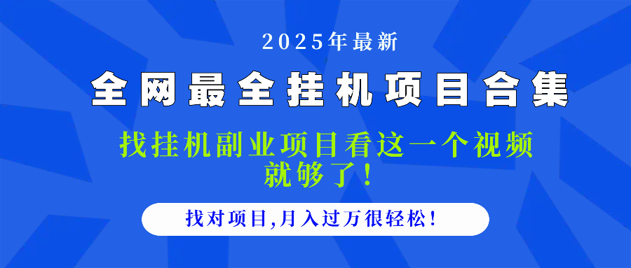 2025最全挂机项目合集 找项目看这一个视频就够了，做对项目月入过万很...-生财