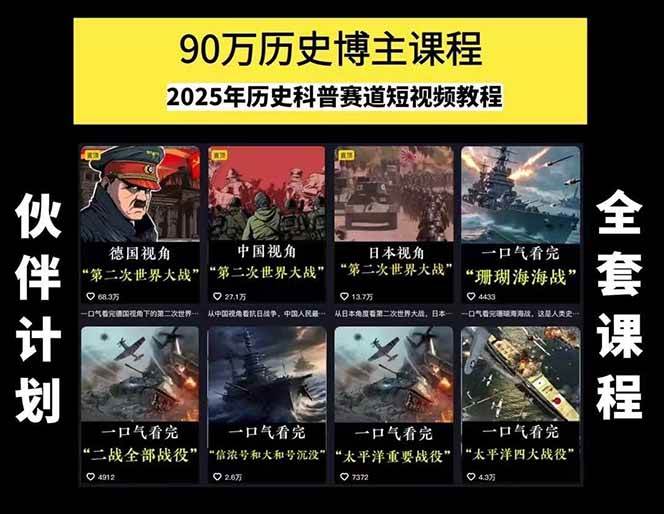 图片[1]-短视频历史赛道实战教程，手机电脑双端剪辑教程和账号运营指南与变现技巧-生财