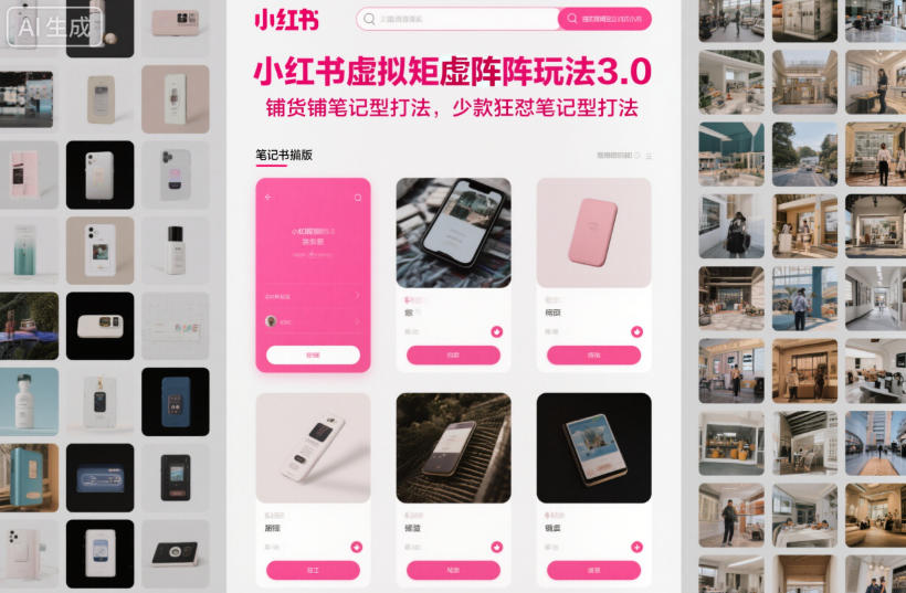小红书虚拟矩阵玩法3.0，铺货铺笔记型打法，少款狂怼笔记型打法-生财