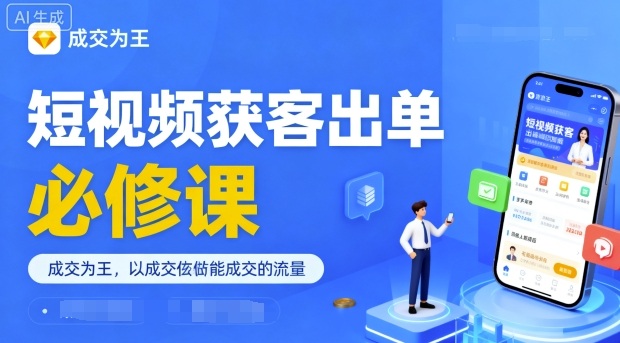 短视频获客出单必修课,成交为王,以成交为导向,直接做能成交的流量-生财