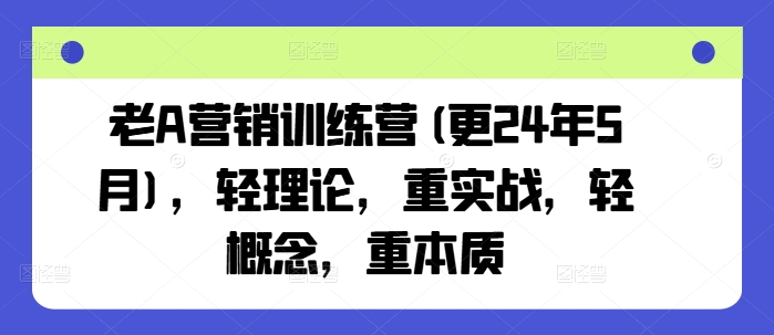 老A营销训练营(更25年7月)，轻理论，重实战，轻概念，重本质-生财