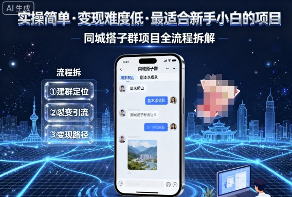 实操简单，变现难度低，最适合新手小白做的项目，每天轻松收入3张，同城搭子群项目全流程拆解-生财