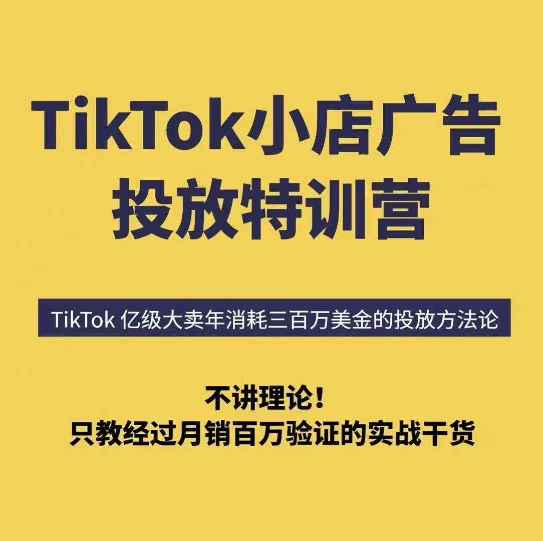 TikTok小店广告投放特训营，6天破局计划专治各种“投不动”，教你经过月销百万验证的实战干货-生财