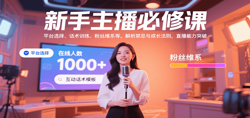 新手主播必修课:平台选择、话术训练、粉丝维系等,解析禁忌与成长法则,突破直播能力-生财