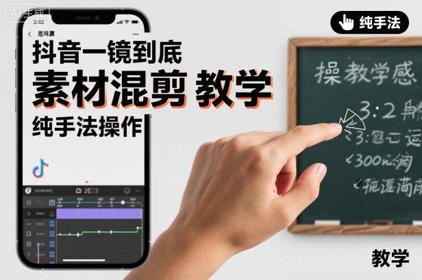 抖音一镜到底素材混剪教学,纯手法操作-生财