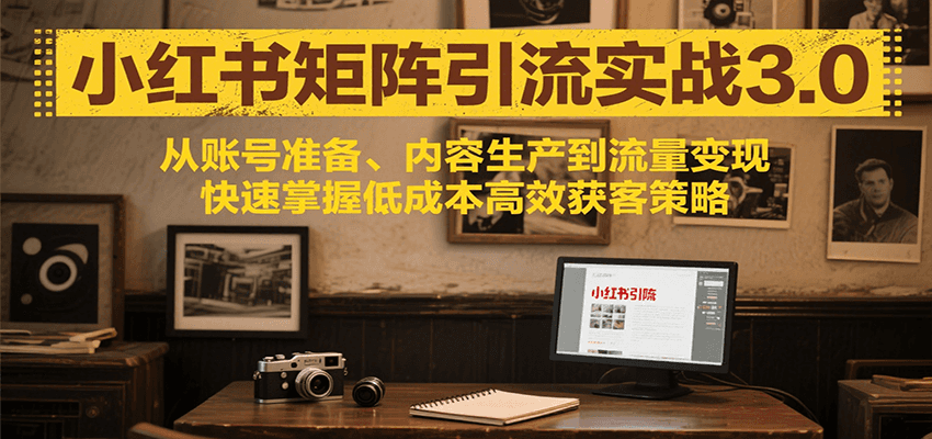 小红书矩阵引流3.0,从账号准备、内容生产到流量变现,快速掌握低成本高效获客策略-生财