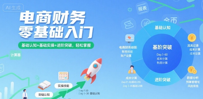 电商财务零基础入门，基础认知+基础实操+进阶突破，轻松掌握-生财
