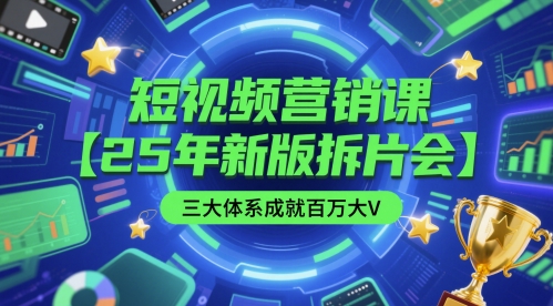 短视频营销课【25年新版拆片会】三大体系成就百万大V，包含正课、拆片会、手把手教学直播课等-生财
