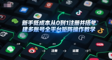 新手低成本从0到1注册并搭建多账号全平台矩阵操作教学，手机号-邮箱-IP-工具-生财