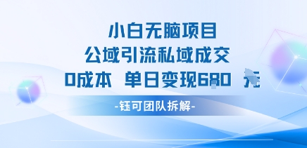 小白无脑项目公域引流私域成交0成本单日变现680米-生财