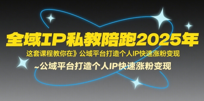 全域IP私教陪跑2025年,这套课程教你在公域平台打造个人IP快速涨粉变现-生财