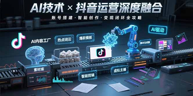AI技术与抖音运营的深度融合应用:涵盖账号搭建、内容创作、收益变现等-生财