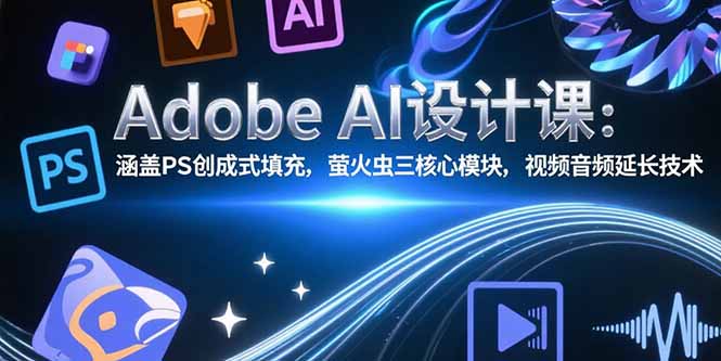 Adobe AI设计课：涵盖PS创成式填充，萤火虫三核心模块，视频音频延长技术-生财