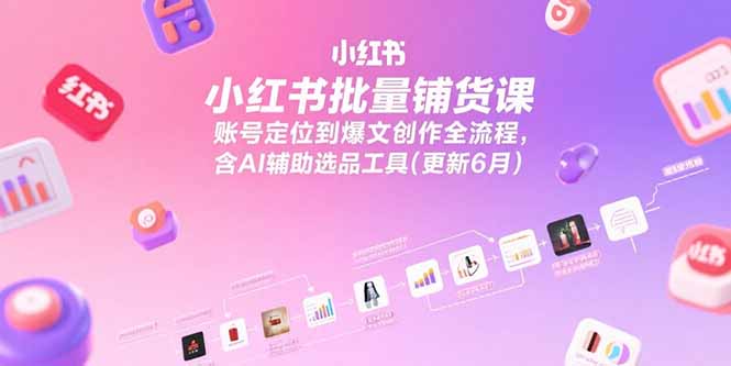 小红书批量铺货课,账号定位到爆文创作全流程,含AI辅助选品工具(更新6月-生财