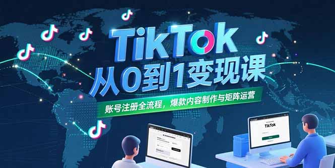 TikTok从0到1变现课，账号注册全流程，爆款内容制作与矩阵运营-生财