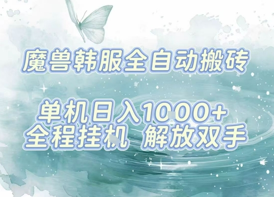 最新韩服游戏搬砖，单机日入1k+，全自动运行挂G项目，解放双手【揭秘】-生财
