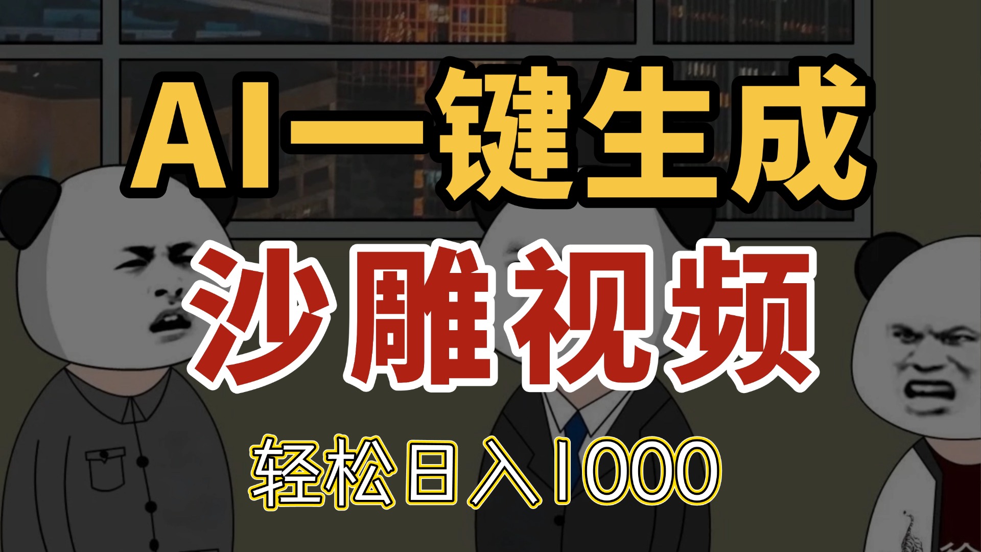 AI一键生成沙雕视频，一条视频千万播放，轻松日入1000-生财