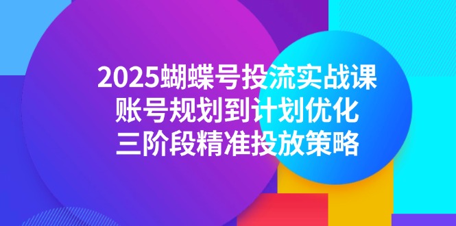 2025蝴蝶号投流实战课，账号规划到计划优化，三阶段精准投放策略-生财
