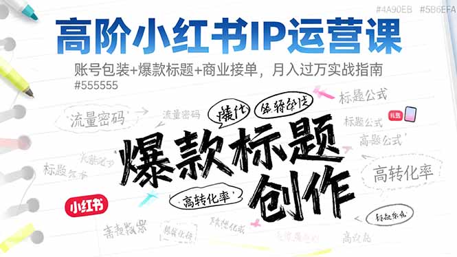 高阶小红书IP运营课：账号包装+爆款标题+商业接单，月入过万实战指南-生财