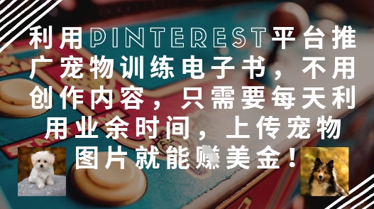 利用Pinterest平台推广宠物训练电子书，不用创作内容，只需要每天利用业余时间，上传宠物图片就能挣美金!-生财
