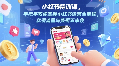 小红书特训课，手把手教你掌握小红书运营全流程，实现流量与变现双丰收-生财