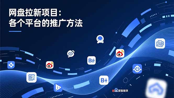 网盘拉新项目：各个平台的推广方法，公众号、截留玩法，微博，B站，百度智能体-生财