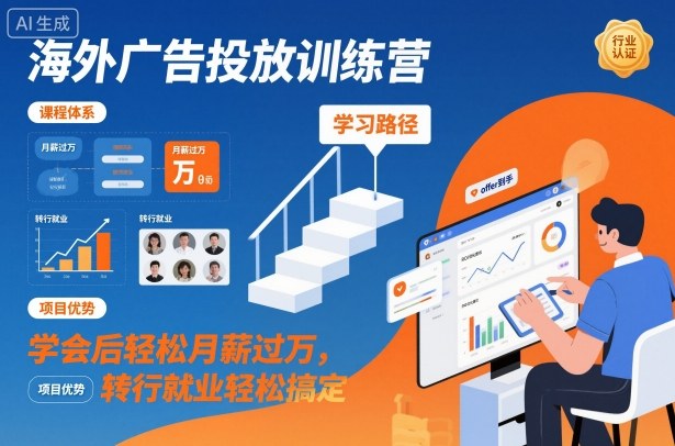海外广告投放训练营，学会后轻松月薪过万，转行就业轻松搞定-生财