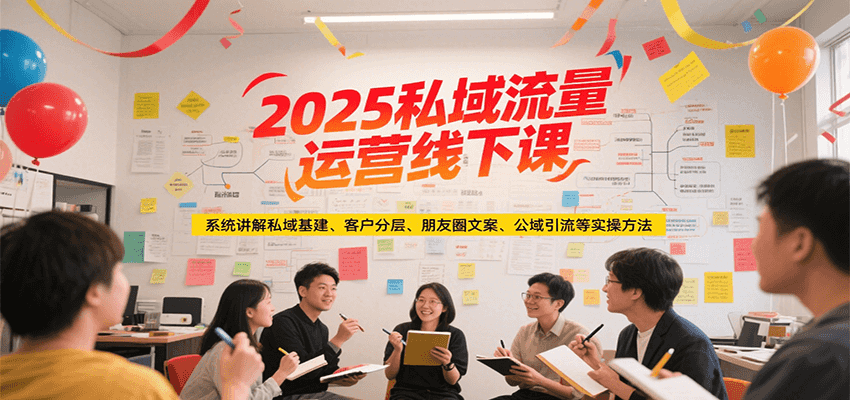 2025私域流量运营线下课，系统讲解私域基建/客户分层/朋友圈文案/公域引流等实操方法-生财