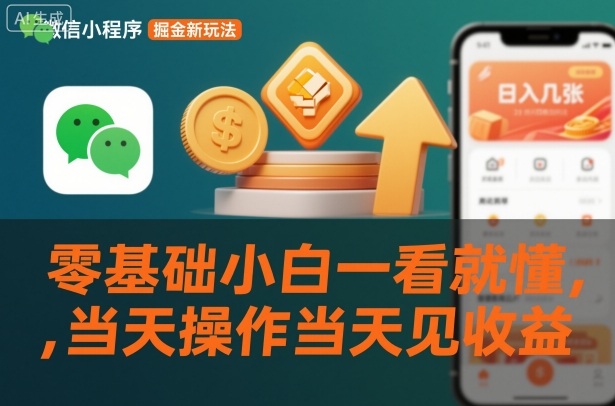 微信小程序掘金新玩法，日入几张，零基础小白一看就懂，当天操作当天见收益【揭秘】-生财