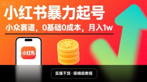 小红书暴力起号,小众赛道,0基础0成本,月入1w-生财
