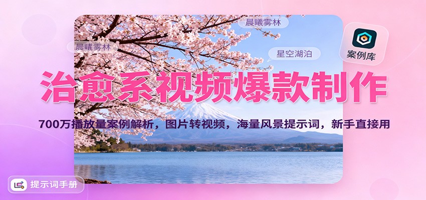 治愈系视频爆款制作，700万播放量案例解析，图片转视频，海量风景提示词，新手直接用-生财