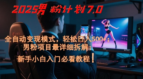 2025男粉计划7.0，全自动变现模式，轻松日入5张+，新手小白必看课程-生财
