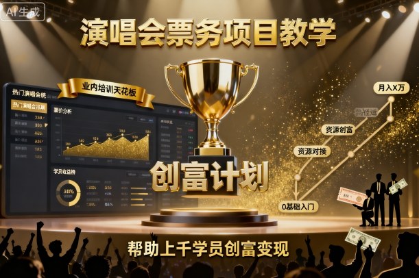 演唱会票务项目教学，业内培训天花板，帮助上千学员创富变现-生财