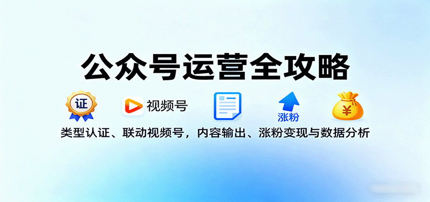 公众号运营全攻略：类型认证、联动视频号，内容输出、涨粉变现与数据分析-生财