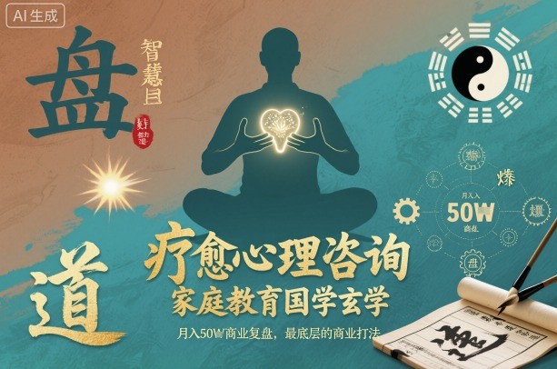 疗愈心理咨询，家庭教育国学玄学，月入50个商业复盘，最底层的商业打法-生财
