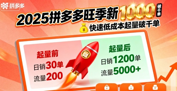 2025拼多多旺季新老店铺——快速低成本起量破千单-生财