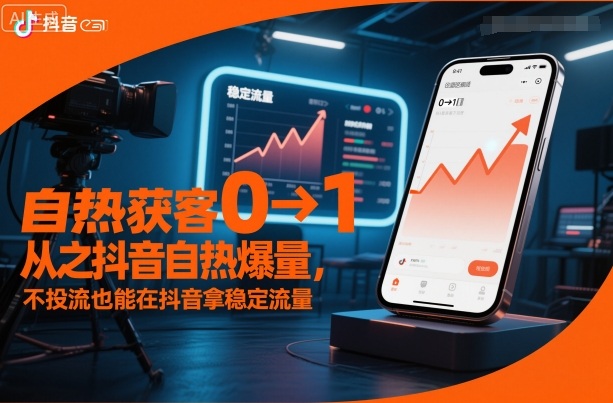 自热获客从0到1之抖音自热爆量，不投流也能在抖音拿稳定流量-生财