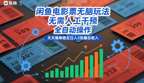 闲鱼电影票无脑玩法，无需人工干预，全自动操作，天天爆单稳定日入3张睡后收入【揭秘】-生财