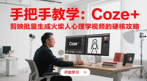 手把手教学：Coze + 剪映批量生成火柴人心理学视频的硬核攻略-生财