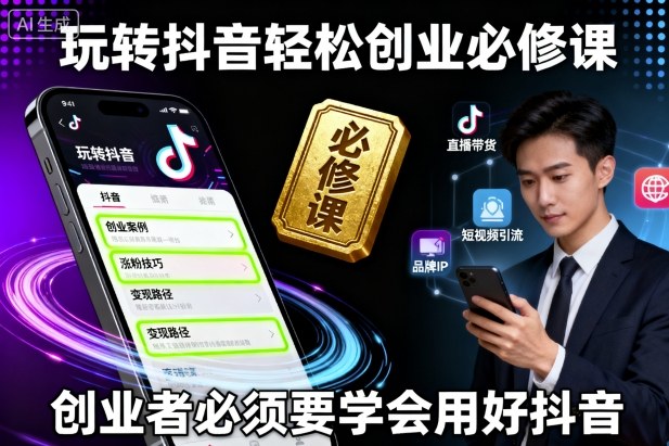 玩转抖音轻松创业必修课，创业者必须要学会用好抖音-生财