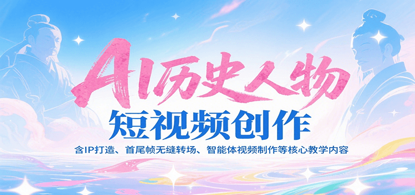 AI历史人物短视频创作,含IP打造、首尾帧无缝转场、智能体视频制作等核心教学内容-生财